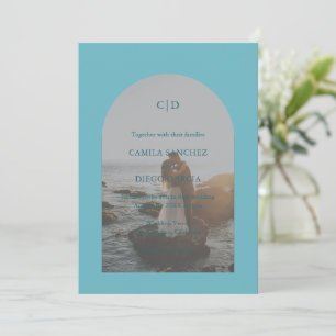 Camila Aqua Arch Modern Wedding Invitation