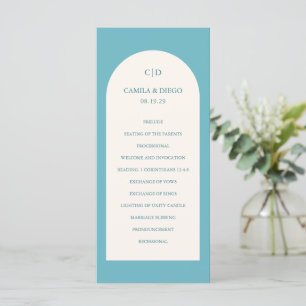 Camila Aqua Arch Modern Wedding Programme
