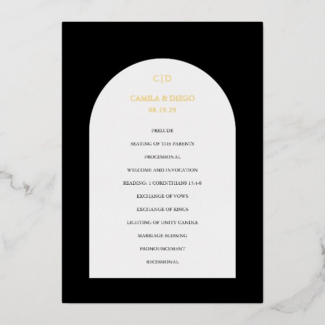 Camila Arch Modern Wedding Program (Front)