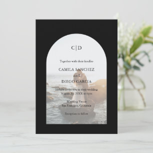 Camila Black Arch Modern Wedding Invitation