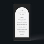 Camila Black Arch Modern Wedding Programme<br><div class="desc">Modern wedding program featuring your monogram along with your order of ceremony and wedding party inside of an off white coloured arch over a black background.  This simple yet elegant design in classic black and white is great for any style of wedding.</div>