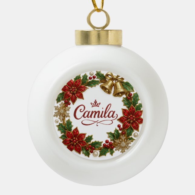 Camila Christmas Name Ceramic Ornament (Front)