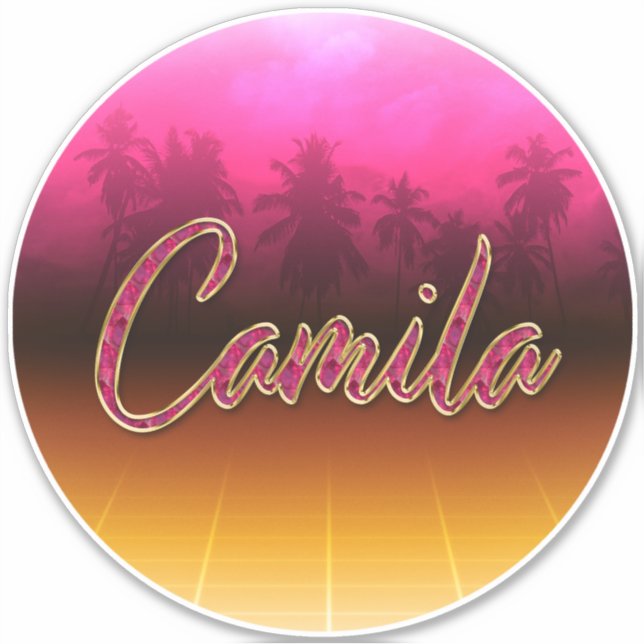 Camila First Name Golden pink Sticker (Front)