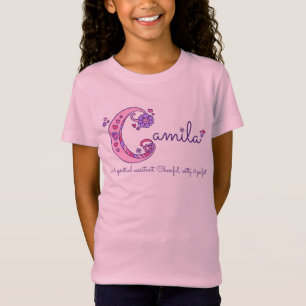 Camila girls name & meaning C monogram pink shirt
