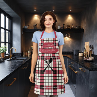 Camila's Cooking with Flair Red Plaid with Utensil Apron