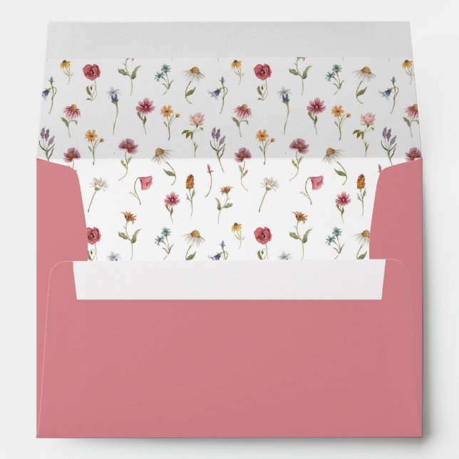 CAMILLA Cute Watercolor Wildflower Pink Envelope (Back (Bottom))