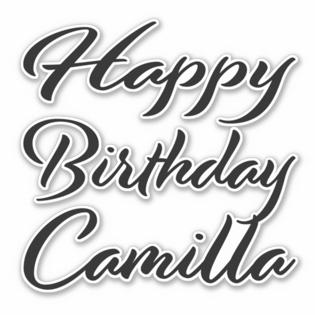 Camilla name first name black Sticker birthday (Front)
