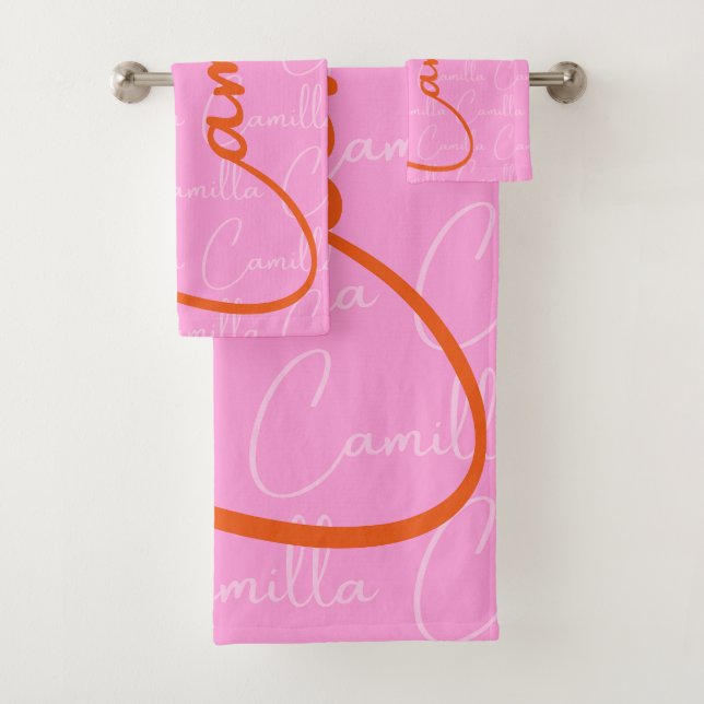 Camilla Repeating Name Pattern  Bath Towel Set (Insitu)