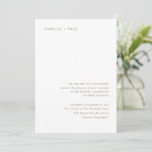 Camille Antique Gold Modern Wedding Invitation