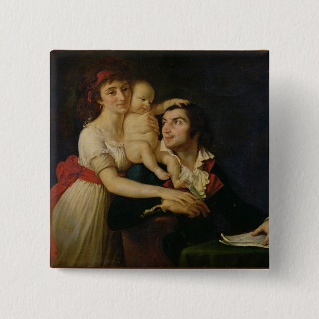 Camille Desmoulins  his wife Lucile  and their 15 Cm Square Badge (Front)