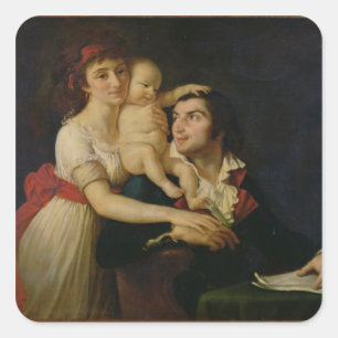 Camille Desmoulins his wife Lucile and their Square Sticker