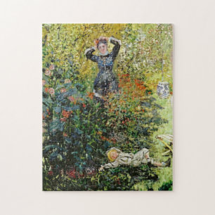 Camille & Jean in Garden Argenteuil Monet Fine Art Jigsaw Puzzle