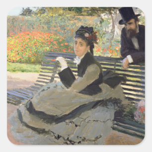 Camille Monet on a Bench Claude Monet Square Sticker