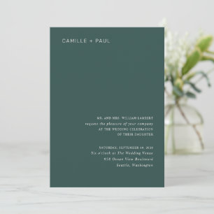 Camille Pine Green Modern Wedding Invitation