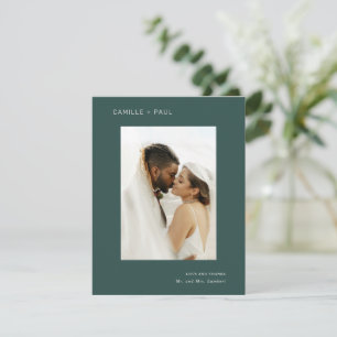 Camille Pine Green Modern Wedding Thank You Card
