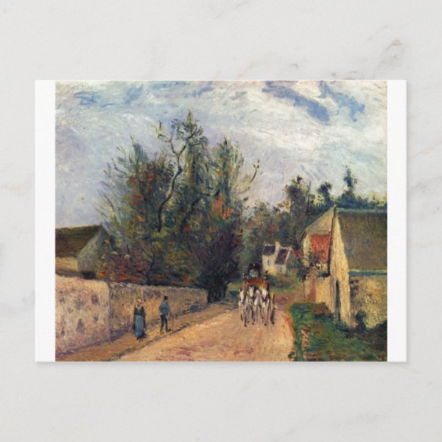 Camille Pissaro - Coach, Emery 1877 horse road oil Postcard (Front)