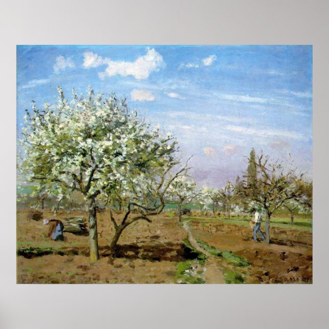 Camille Pissaro - Orchard 1872 Trees White Flowers Poster (Front)