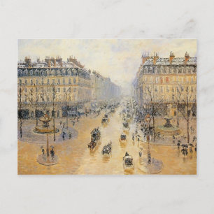 Camille Pissarro- Avenue de l'Opera, Snow Effect Postcard