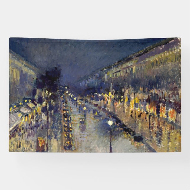Camille Pissarro - Boulevard Montmartre at Night Banner (Horizontal)