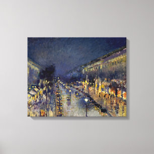 Camille Pissarro - Boulevard Montmartre at Night Canvas Print