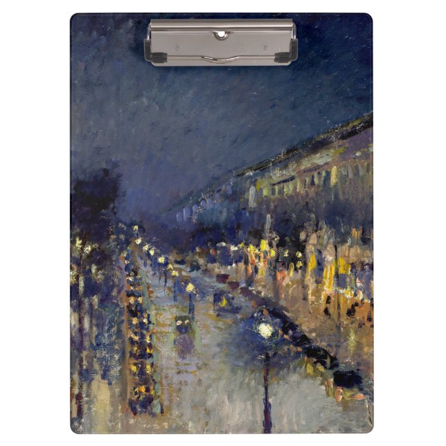 Camille Pissarro - Boulevard Montmartre at Night Clipboard (Front)
