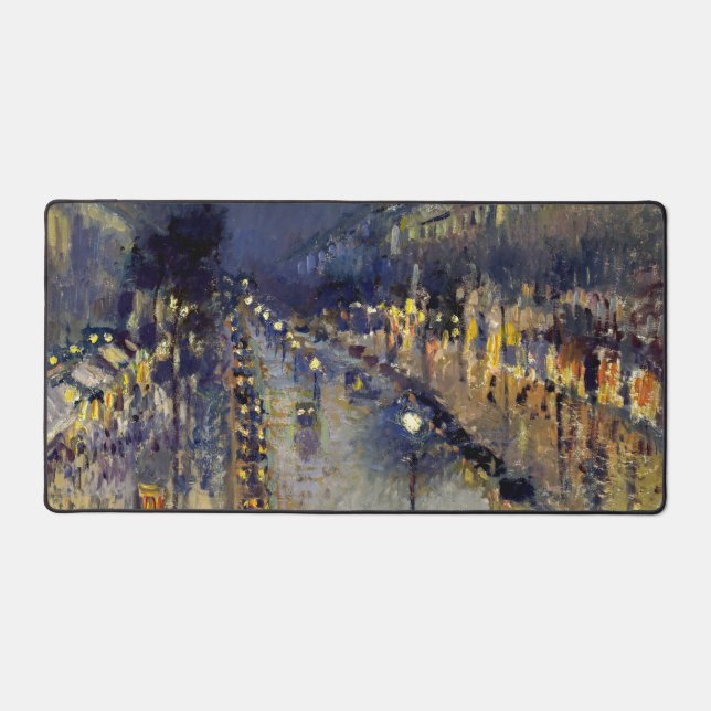 Camille Pissarro - Boulevard Montmartre at Night Desk Mat (Front)