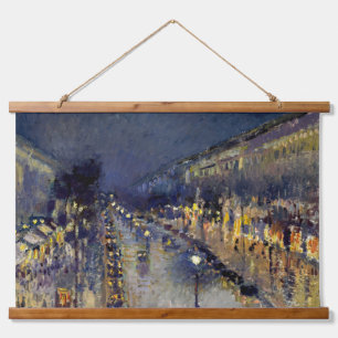 Camille Pissarro - Boulevard Montmartre at Night Hanging Tapestry