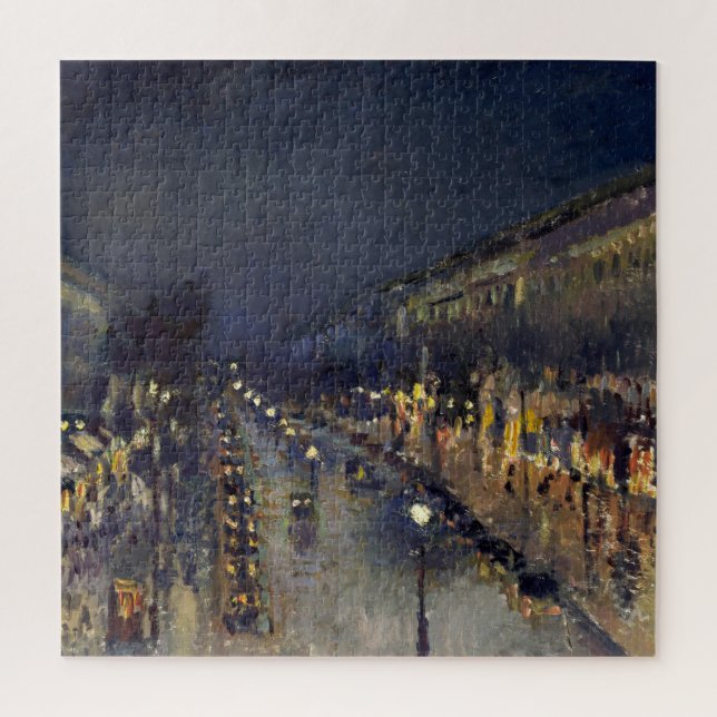 Camille Pissarro Boulevard Montmartre at Night Jigsaw Puzzle (Vertical)