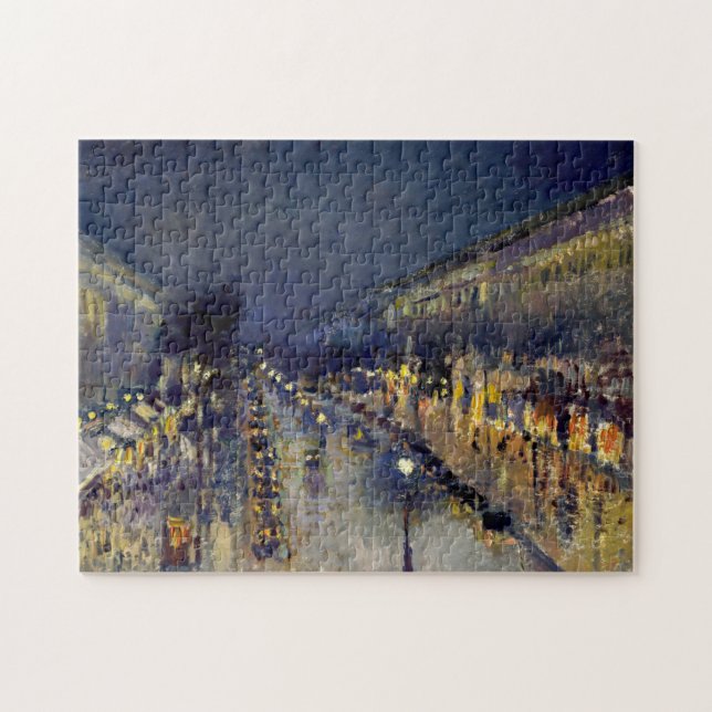 Camille Pissarro - Boulevard Montmartre at Night Jigsaw Puzzle (Horizontal)