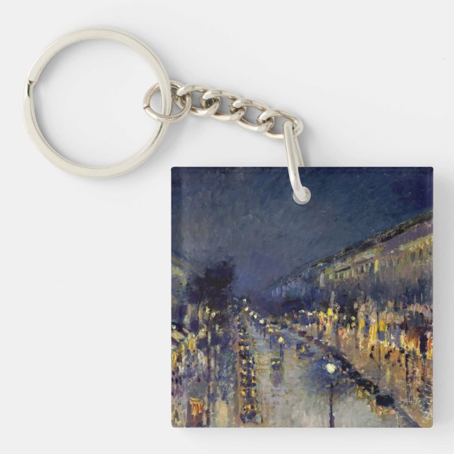 Camille Pissarro - Boulevard Montmartre at Night Key Ring (Front)