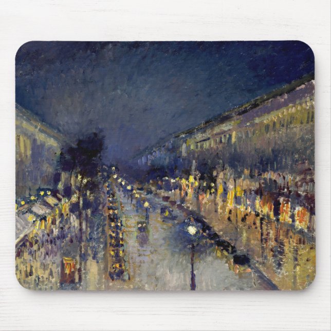 Camille Pissarro - Boulevard Montmartre at Night Mouse Mat (Front)