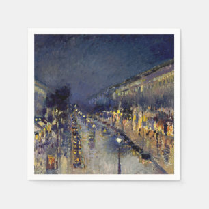 Camille Pissarro - Boulevard Montmartre at Night Napkin