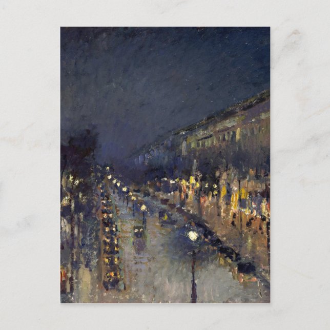 Camille Pissarro Boulevard Montmartre at Night Postcard (Front)