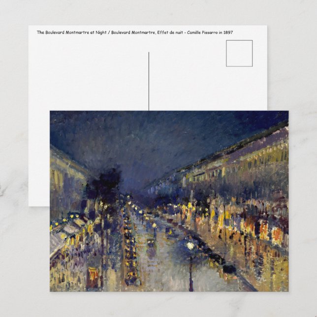 Camille Pissarro - Boulevard Montmartre at Night Postcard (Front/Back)