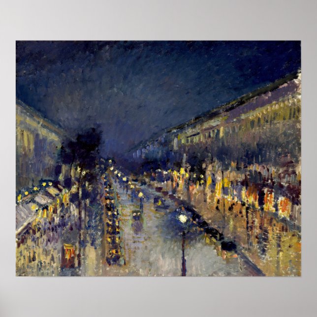 Camille Pissarro - Boulevard Montmartre at Night Poster (Front)