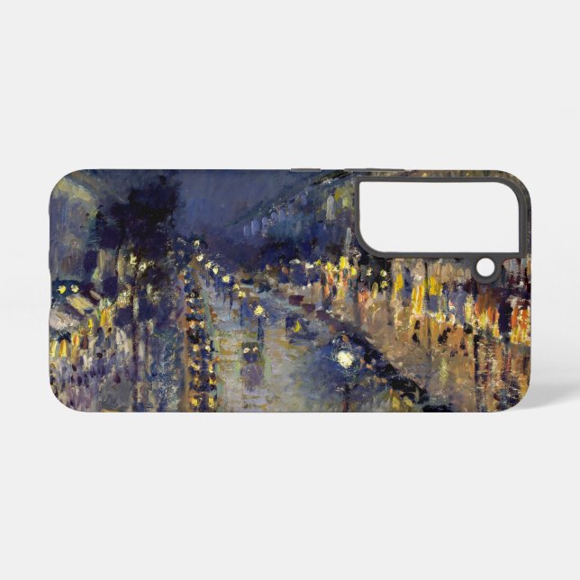 Camille Pissarro - Boulevard Montmartre at Night Samsung Galaxy S22 Case (Back Horizontal)