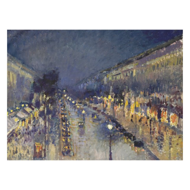 Camille Pissarro - Boulevard Montmartre at Night Tablecloth (Front (Horizontal))