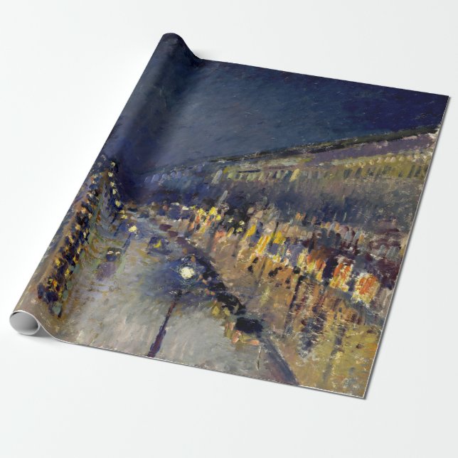 Camille Pissarro - Boulevard Montmartre at Night Wrapping Paper (Unrolled)