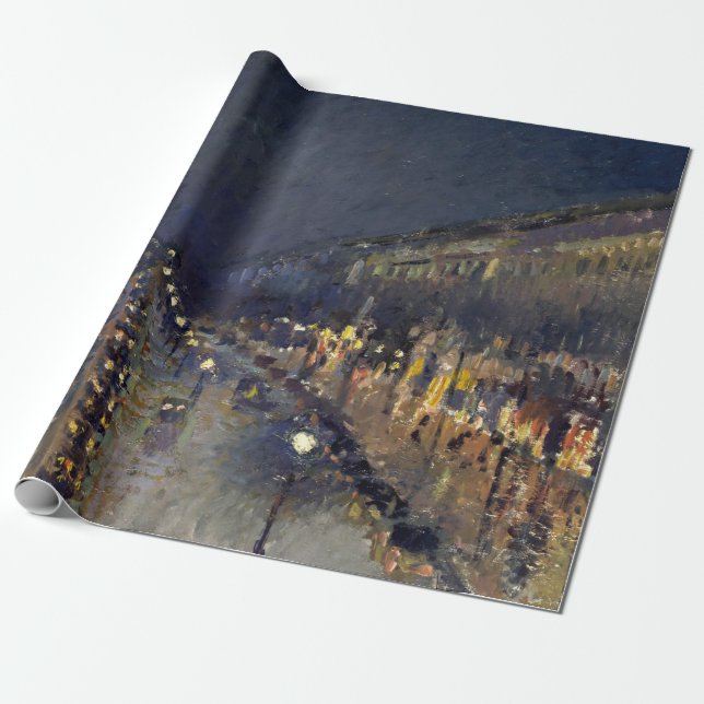 Camille Pissarro Boulevard Montmartre Blue Night Wrapping Paper (Unrolled)