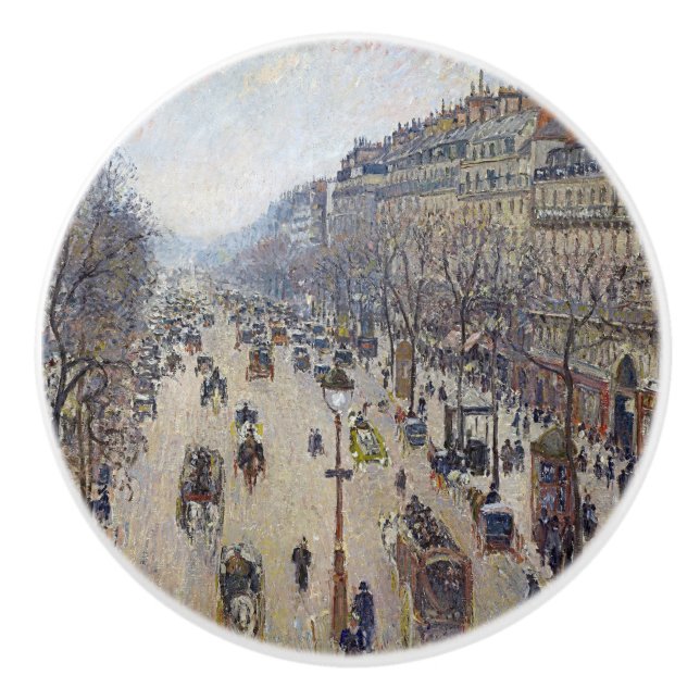 Camille Pissarro - Boulevard Montmartre, morning  Ceramic Knob (Front)
