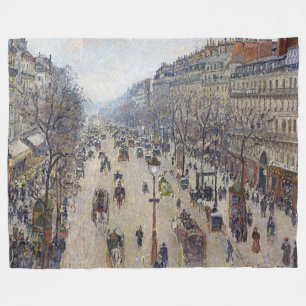 Camille Pissarro - Boulevard Montmartre, morning Fleece Blanket