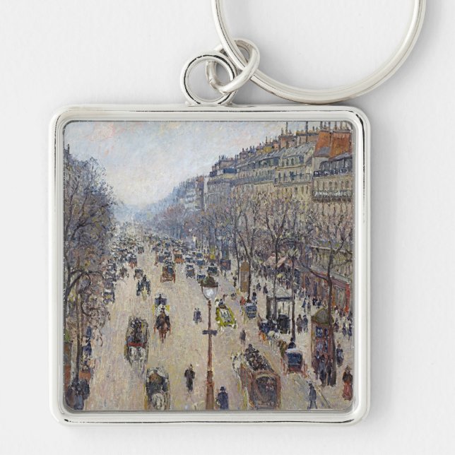 Camille Pissarro - Boulevard Montmartre, morning Key Ring (Front)