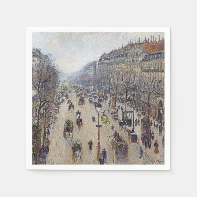 Camille Pissarro - Boulevard Montmartre, morning Napkin (Front)