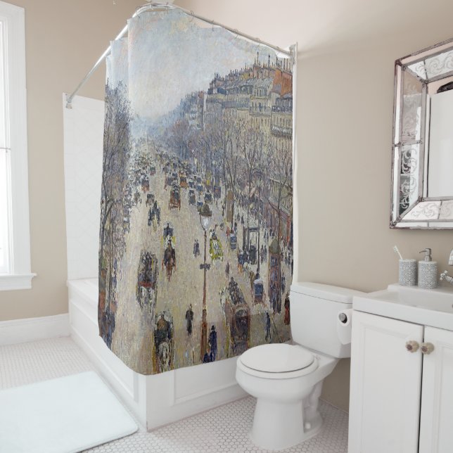Camille Pissarro - Boulevard Montmartre, morning Shower Curtain (In Situ)