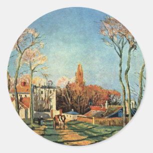 Camille Pissarro Entrance to Village of Voisins Classic Round Sticker