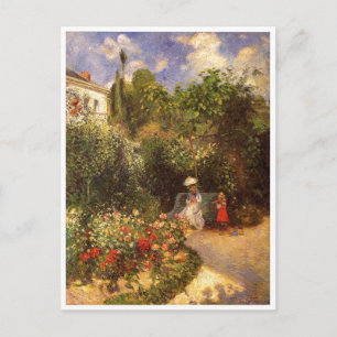 Camille Pissarro - Garden 1877 bench shade tree Postcard