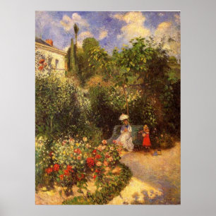 Camille Pissarro - Garden 1877 bench shade tree Poster