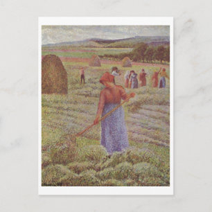 Camille Pissarro - Hay @ Eragny Farmer 1889 Oil Postcard