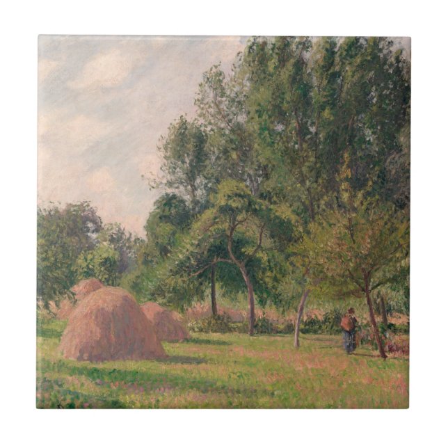 Camille Pissarro | Haystacks, Morning, Eragny Tile (Front)