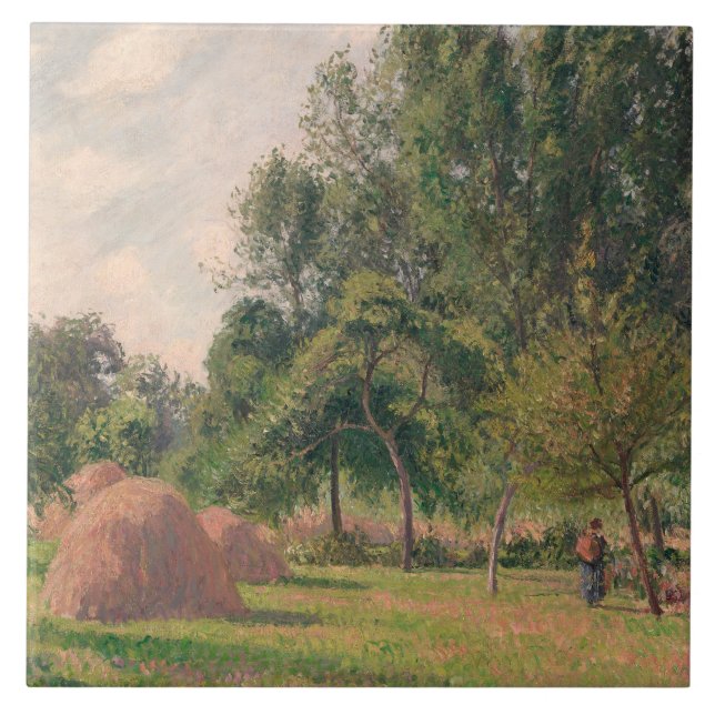 Camille Pissarro - Haystacks, Morning, Eragny Tile (Front)